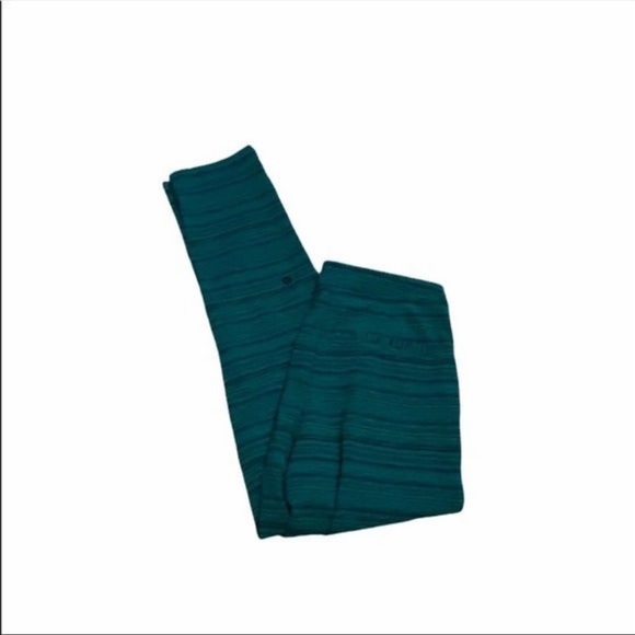lululemon Green Stripe Drawstring Leggings Joggers Slim Jet Crop 4 - Picture 2 of 8